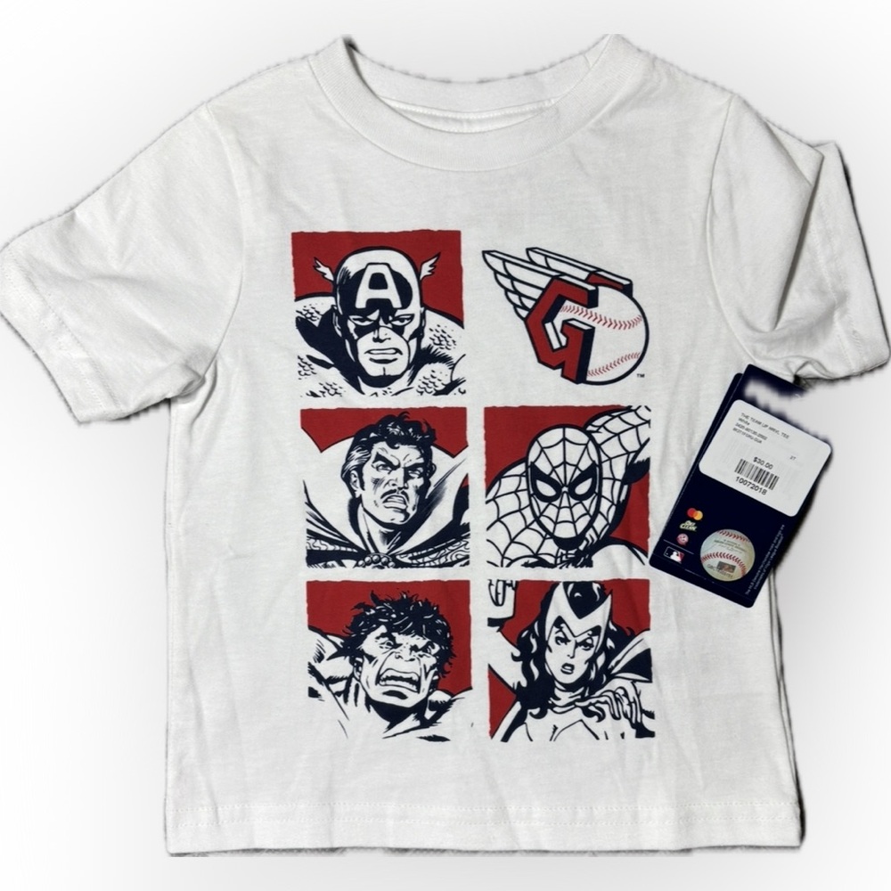 Marvel White & Red Spider-Man Captain America Hulk Super Woman Tee Boys Size 2T